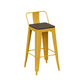 Metal Dining Stools Low Back Bar Stools with Footrest in Yellow