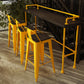 Metal Dining Stools Low Back Bar Stools with Footrest in Yellow
