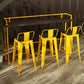 Metal Dining Stools Low Back Bar Stools with Footrest in Yellow