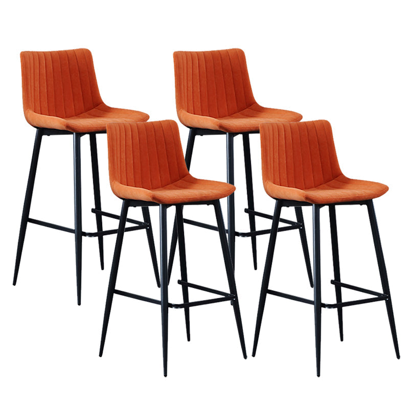Modern Velvet Bar Stool Backrest Counter Stool for Dining Room Orange 4 Piece Set Clearhalo 'Bar Furniture' 'Bar Stools' 'bar_stools' 'furn' 'furn_bar_stools' 'Furniture' 'Kitchen & Dining Furniture' 6661774