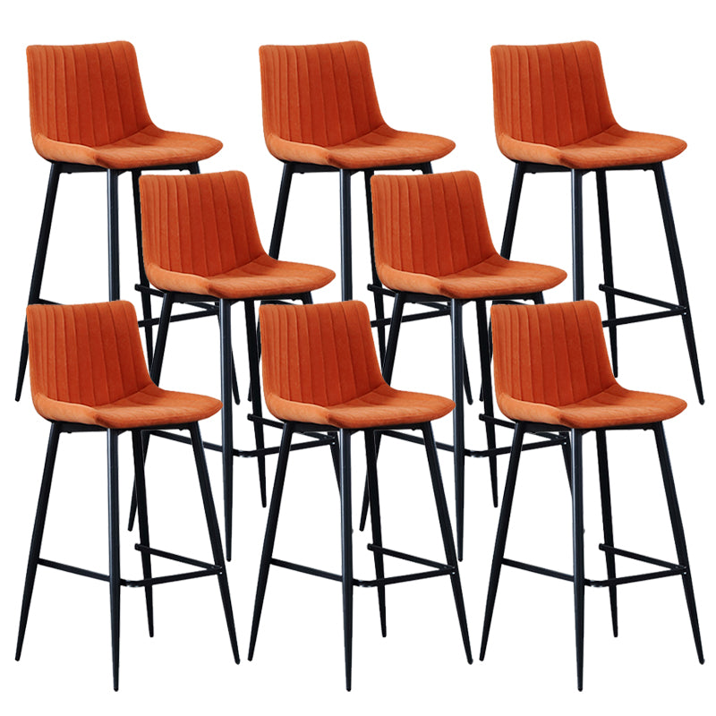 Modern Velvet Bar Stool Backrest Counter Stool for Dining Room Orange 8 Piece Set Clearhalo 'Bar Furniture' 'Bar Stools' 'bar_stools' 'furn' 'furn_bar_stools' 'Furniture' 'Kitchen & Dining Furniture' 6661778