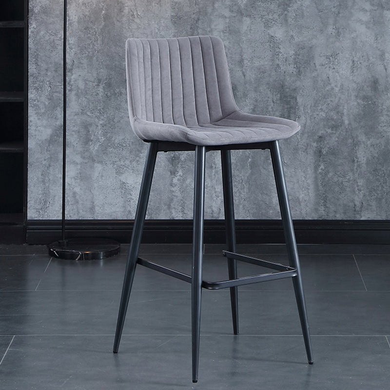 Modern Velvet Bar Stool Backrest Counter Stool for Dining Room Gray 1 Piece Clearhalo 'Bar Furniture' 'Bar Stools' 'bar_stools' 'furn' 'furn_bar_stools' 'Furniture' 'Kitchen & Dining Furniture' 6661781