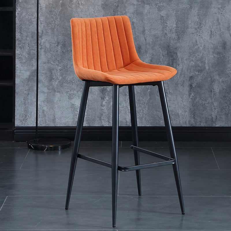 Modern Velvet Bar Stool Backrest Counter Stool for Dining Room Orange 1 Piece Clearhalo 'Bar Furniture' 'Bar Stools' 'bar_stools' 'furn' 'furn_bar_stools' 'Furniture' 'Kitchen & Dining Furniture' 6661783