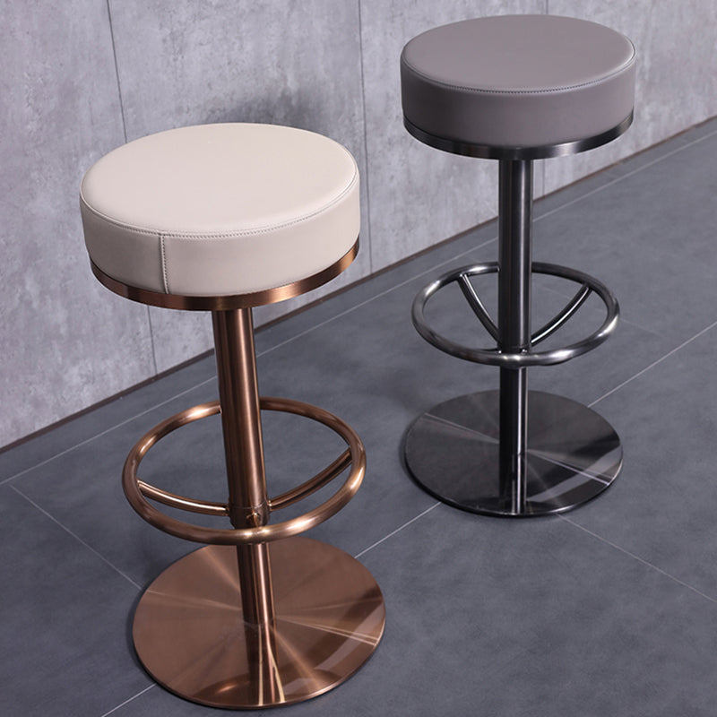 Industrial Leather Bar Stool Adjustable Backless Counter Stool for Bristol