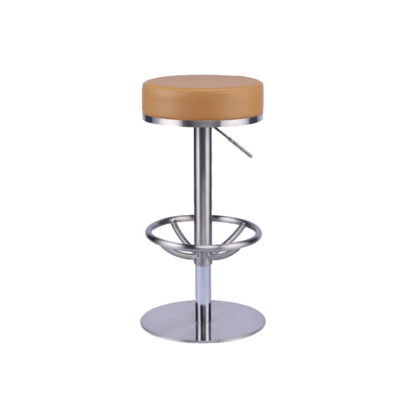 Industrial Leather Bar Stool Adjustable Backless Counter Stool for Bristol