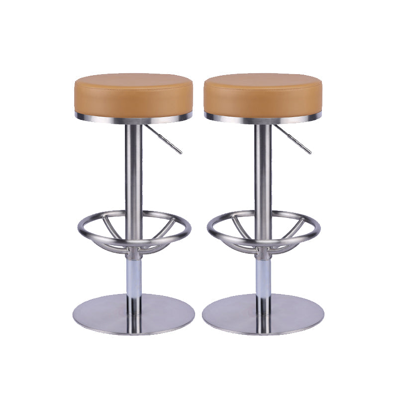 Industrial Leather Bar Stool Adjustable Backless Counter Stool for Bristol