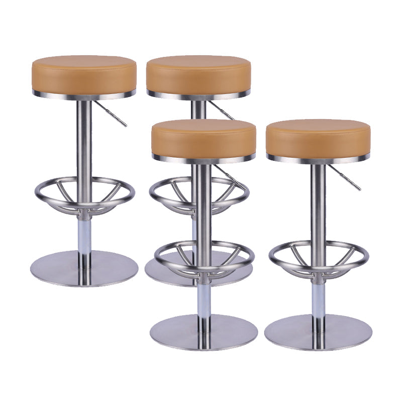 Industrial Leather Bar Stool Adjustable Backless Counter Stool for Bristol