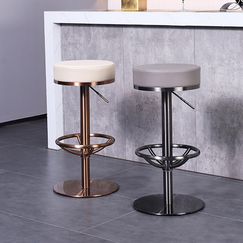Industrial Leather Bar Stool Adjustable Backless Counter Stool for Bristol