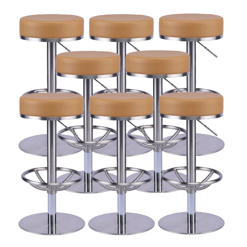 Industrial Leather Bar Stool Adjustable Backless Counter Stool for Bristol