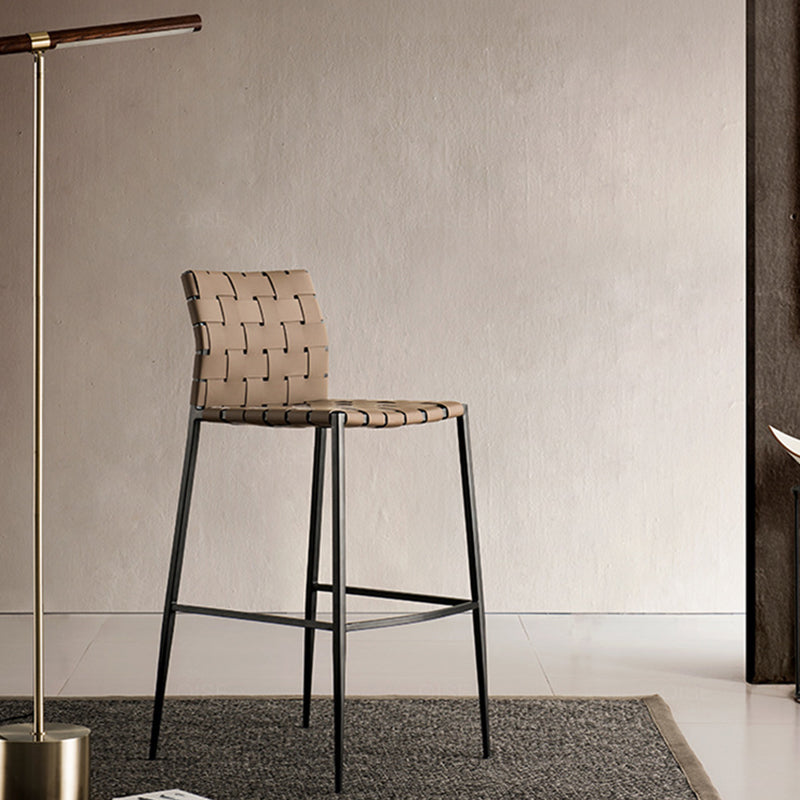 Sgabelli da bar contemporanei in finta pelle in pelle con base in metallo