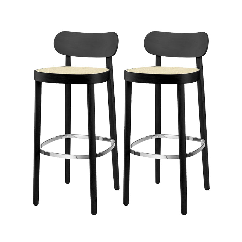 Wood Dining Stools Contemporary Armless Bar Stools with Footrest