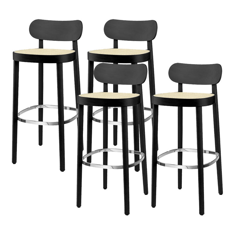 Wood Dining Stools Contemporary Armless Bar Stools with Footrest