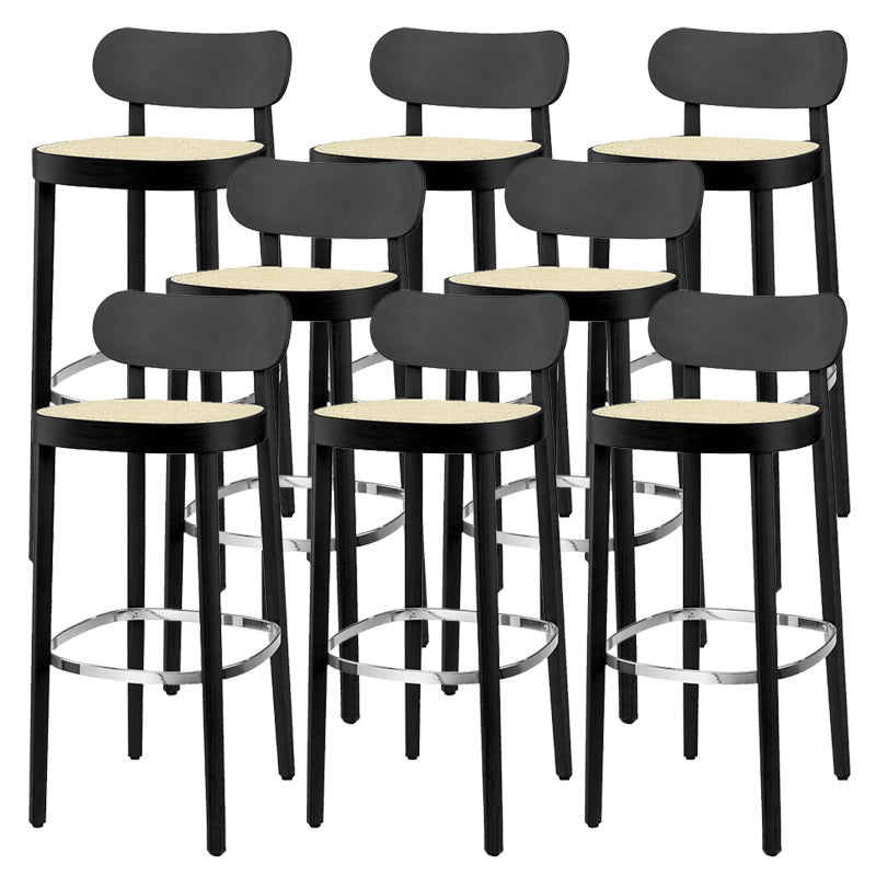 Wood Dining Stools Contemporary Armless Bar Stools with Footrest