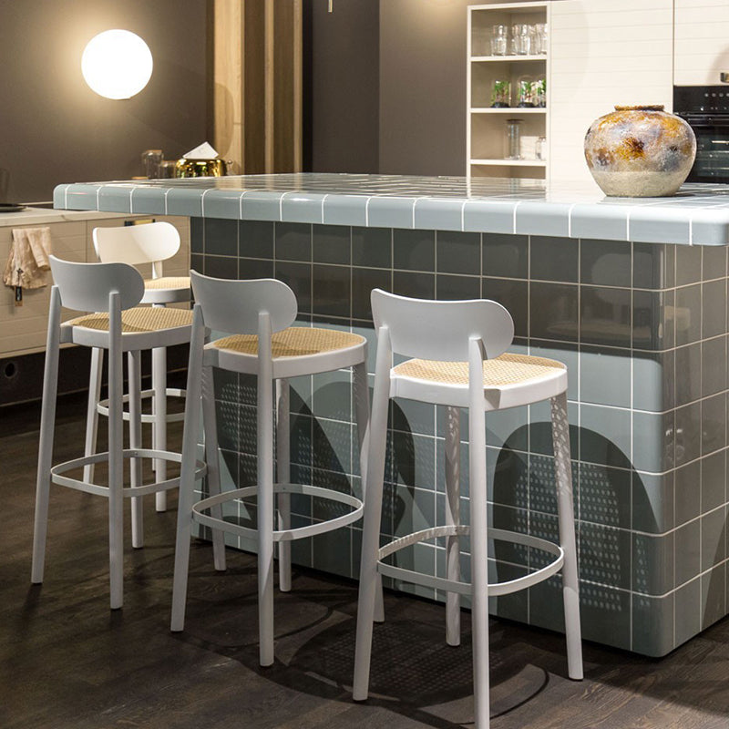 Wood Dining Stools Contemporary Armless Bar Stools with Footrest