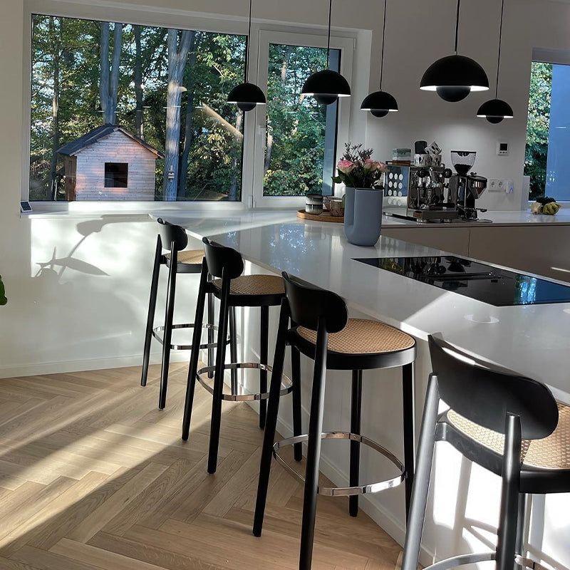 Wood Dining Stools Contemporary Armless Bar Stools with Footrest