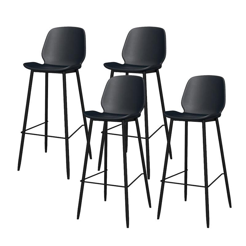 Metal Low Back Dining Stools Contemporary Armless Bar Stools with Footrest Black 4 Piece Set Clearhalo 'Bar Furniture' 'Bar Stools' 'bar_stools' 'furn' 'furn_bar_stools' 'Furniture' 'Kitchen & Dining Furniture' 6662027