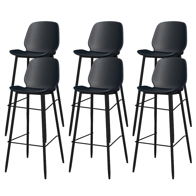 Metal Low Back Dining Stools Contemporary Armless Bar Stools with Footrest Black 6 Piece Set Clearhalo 'Bar Furniture' 'Bar Stools' 'bar_stools' 'furn' 'furn_bar_stools' 'Furniture' 'Kitchen & Dining Furniture' 6662030