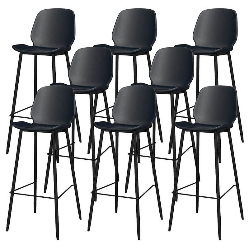 Metal Low Back Dining Stools Contemporary Armless Bar Stools with Footrest Black 8 Piece Set Clearhalo 'Bar Furniture' 'Bar Stools' 'bar_stools' 'furn' 'furn_bar_stools' 'Furniture' 'Kitchen & Dining Furniture' 6662032