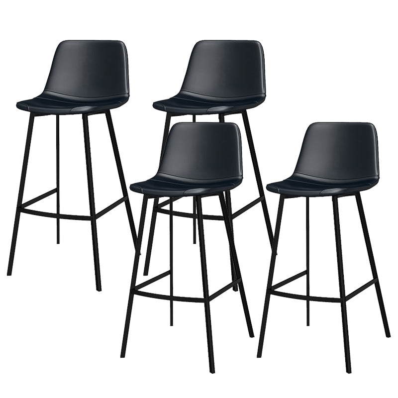 Metal Low Back Dining Stools Contemporary Armless Bar Stools with Footrest Matte Black 4 Piece Set Clearhalo 'Bar Furniture' 'Bar Stools' 'bar_stools' 'furn' 'furn_bar_stools' 'Furniture' 'Kitchen & Dining Furniture' 6662037
