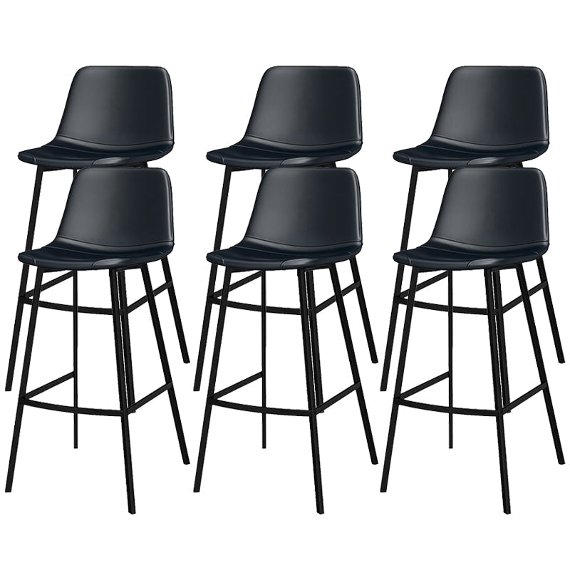 Metal Low Back Dining Stools Contemporary Armless Bar Stools with Footrest Matte Black 6 Piece Set Clearhalo 'Bar Furniture' 'Bar Stools' 'bar_stools' 'furn' 'furn_bar_stools' 'Furniture' 'Kitchen & Dining Furniture' 6662039