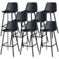 Metal Low Back Dining Stools Contemporary Armless Bar Stools with Footrest Matte Black 8 Piece Set Clearhalo 'Bar Furniture' 'Bar Stools' 'bar_stools' 'furn' 'furn_bar_stools' 'Furniture' 'Kitchen & Dining Furniture' 6662040