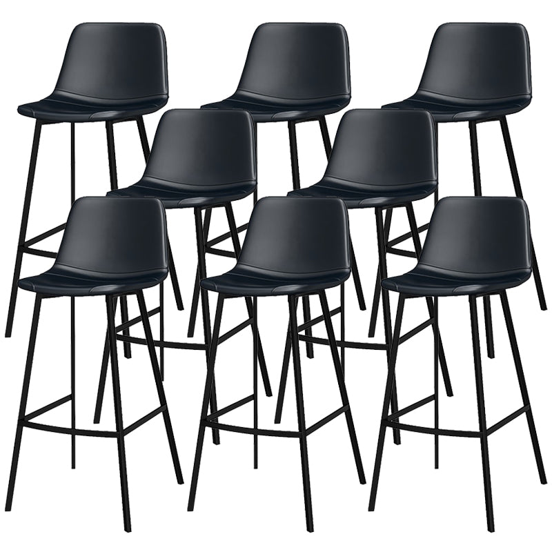 Metal Low Back Dining Stools Contemporary Armless Bar Stools with Footrest Matte Black 8 Piece Set Clearhalo 'Bar Furniture' 'Bar Stools' 'bar_stools' 'furn' 'furn_bar_stools' 'Furniture' 'Kitchen & Dining Furniture' 6662040
