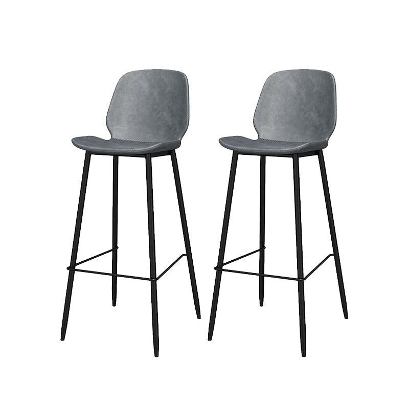 Metal Low Back Dining Stools Contemporary Armless Bar Stools with Footrest Grey 2 Piece Set Clearhalo 'Bar Furniture' 'Bar Stools' 'bar_stools' 'furn' 'furn_bar_stools' 'Furniture' 'Kitchen & Dining Furniture' 6662042
