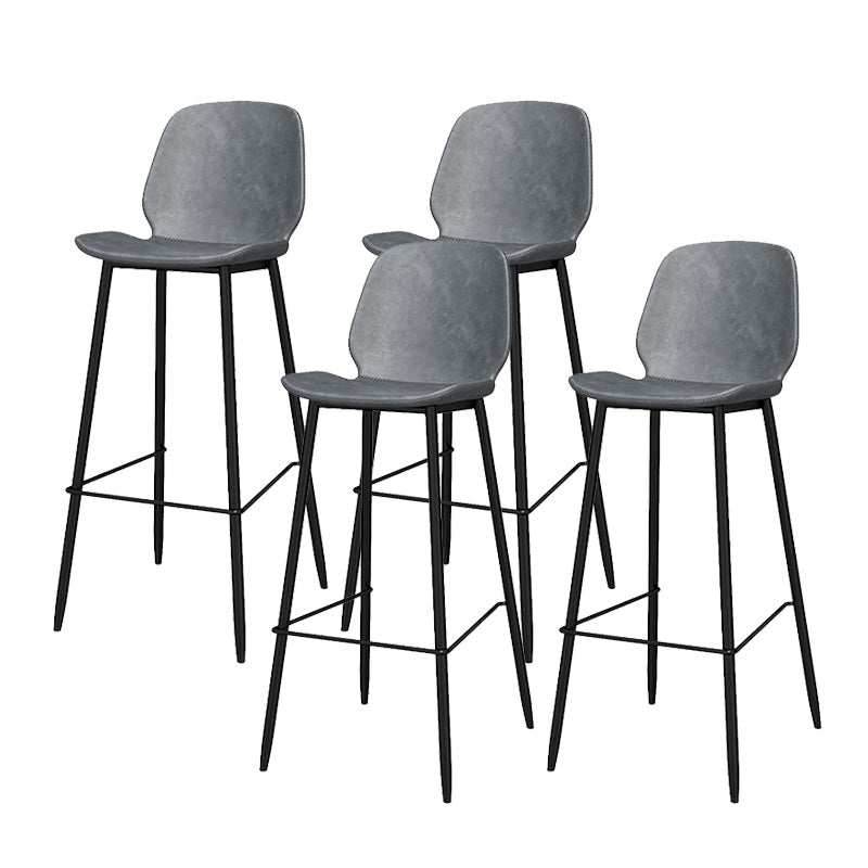 Metal Low Back Dining Stools Contemporary Armless Bar Stools with Footrest Grey 4 Piece Set Clearhalo 'Bar Furniture' 'Bar Stools' 'bar_stools' 'furn' 'furn_bar_stools' 'Furniture' 'Kitchen & Dining Furniture' 6662043