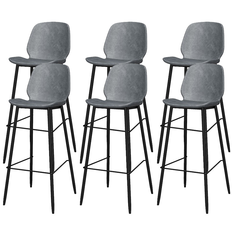 Metal Low Back Dining Stools Contemporary Armless Bar Stools with Footrest Grey 6 Piece Set Clearhalo 'Bar Furniture' 'Bar Stools' 'bar_stools' 'furn' 'furn_bar_stools' 'Furniture' 'Kitchen & Dining Furniture' 6662044