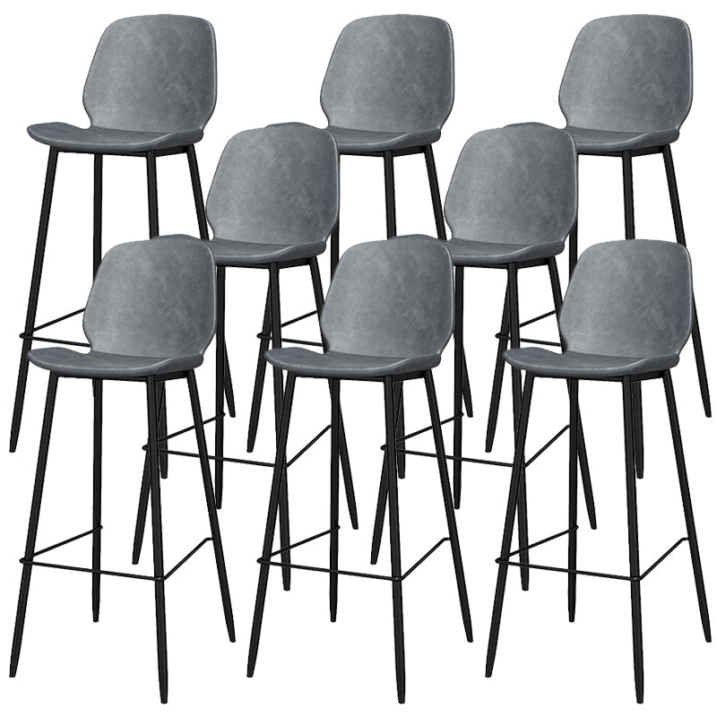 Metal Low Back Dining Stools Contemporary Armless Bar Stools with Footrest Grey 8 Piece Set Clearhalo 'Bar Furniture' 'Bar Stools' 'bar_stools' 'furn' 'furn_bar_stools' 'Furniture' 'Kitchen & Dining Furniture' 6662045