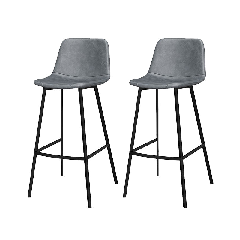 Metal Low Back Dining Stools Contemporary Armless Bar Stools with Footrest Dark Gray 2 Piece Set Clearhalo 'Bar Furniture' 'Bar Stools' 'bar_stools' 'furn' 'furn_bar_stools' 'Furniture' 'Kitchen & Dining Furniture' 6662047
