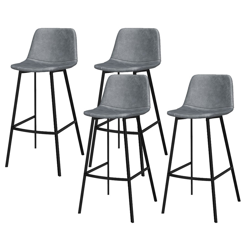 Metal Low Back Dining Stools Contemporary Armless Bar Stools with Footrest Dark Gray 4 Piece Set Clearhalo 'Bar Furniture' 'Bar Stools' 'bar_stools' 'furn' 'furn_bar_stools' 'Furniture' 'Kitchen & Dining Furniture' 6662048