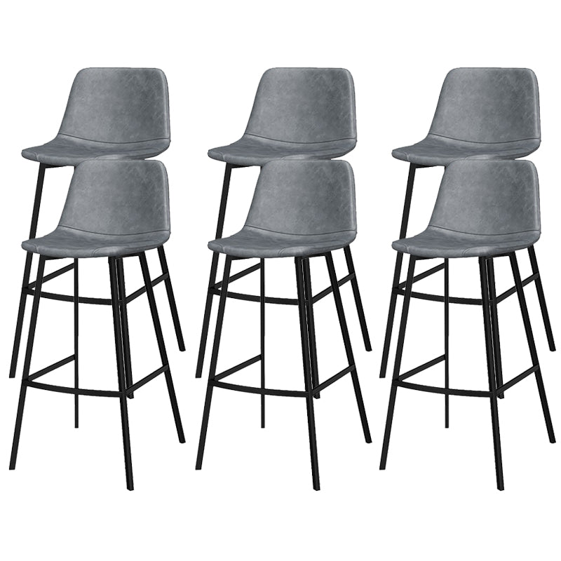 Metal Low Back Dining Stools Contemporary Armless Bar Stools with Footrest Dark Gray 6 Piece Set Clearhalo 'Bar Furniture' 'Bar Stools' 'bar_stools' 'furn' 'furn_bar_stools' 'Furniture' 'Kitchen & Dining Furniture' 6662049