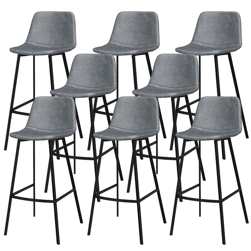Metal Low Back Dining Stools Contemporary Armless Bar Stools with Footrest Dark Gray 8 Piece Set Clearhalo 'Bar Furniture' 'Bar Stools' 'bar_stools' 'furn' 'furn_bar_stools' 'Furniture' 'Kitchen & Dining Furniture' 6662050