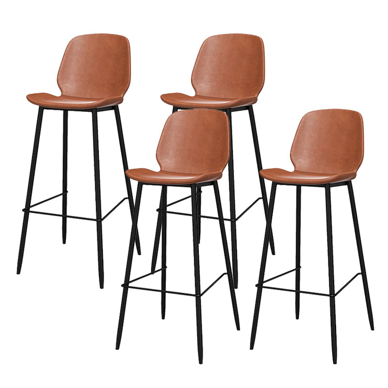 Metal Low Back Dining Stools Contemporary Armless Bar Stools with Footrest Brown 4 Piece Set Clearhalo 'Bar Furniture' 'Bar Stools' 'bar_stools' 'furn' 'furn_bar_stools' 'Furniture' 'Kitchen & Dining Furniture' 6662053