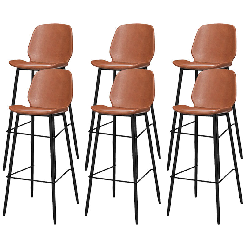 Metal Low Back Dining Stools Contemporary Armless Bar Stools with Footrest Brown 6 Piece Set Clearhalo 'Bar Furniture' 'Bar Stools' 'bar_stools' 'furn' 'furn_bar_stools' 'Furniture' 'Kitchen & Dining Furniture' 6662054