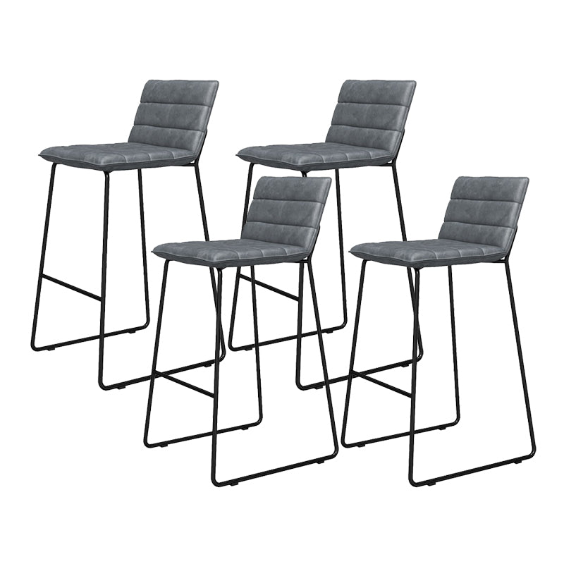 Metal Low Back Dining Stools Contemporary Armless Bar Stools with Footrest Black-Gray 4 Piece Set Clearhalo 'Bar Furniture' 'Bar Stools' 'bar_stools' 'furn' 'furn_bar_stools' 'Furniture' 'Kitchen & Dining Furniture' 6662058