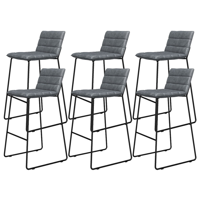 Metal Low Back Dining Stools Contemporary Armless Bar Stools with Footrest Black-Gray 6 Piece Set Clearhalo 'Bar Furniture' 'Bar Stools' 'bar_stools' 'furn' 'furn_bar_stools' 'Furniture' 'Kitchen & Dining Furniture' 6662059