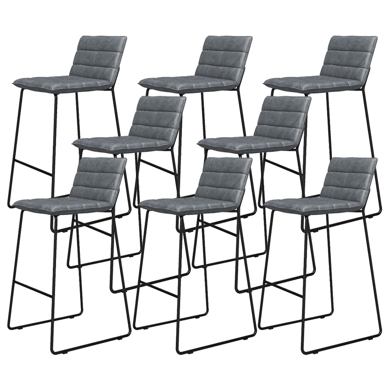 Metal Low Back Dining Stools Contemporary Armless Bar Stools with Footrest Black-Gray 8 Piece Set Clearhalo 'Bar Furniture' 'Bar Stools' 'bar_stools' 'furn' 'furn_bar_stools' 'Furniture' 'Kitchen & Dining Furniture' 6662060