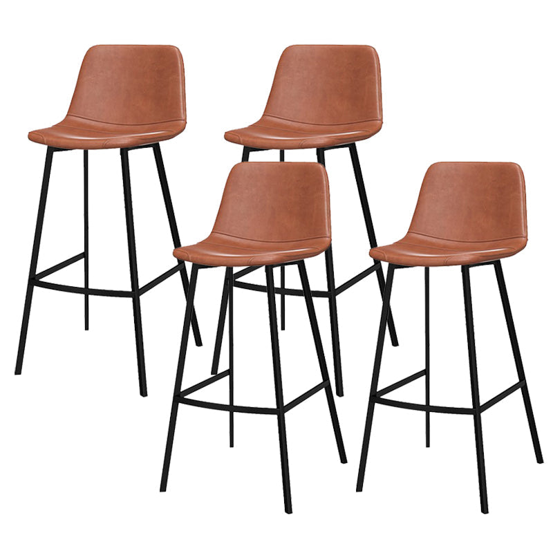 Metal Low Back Dining Stools Contemporary Armless Bar Stools with Footrest Dark Brown 4 Piece Set Clearhalo 'Bar Furniture' 'Bar Stools' 'bar_stools' 'furn' 'furn_bar_stools' 'Furniture' 'Kitchen & Dining Furniture' 6662063