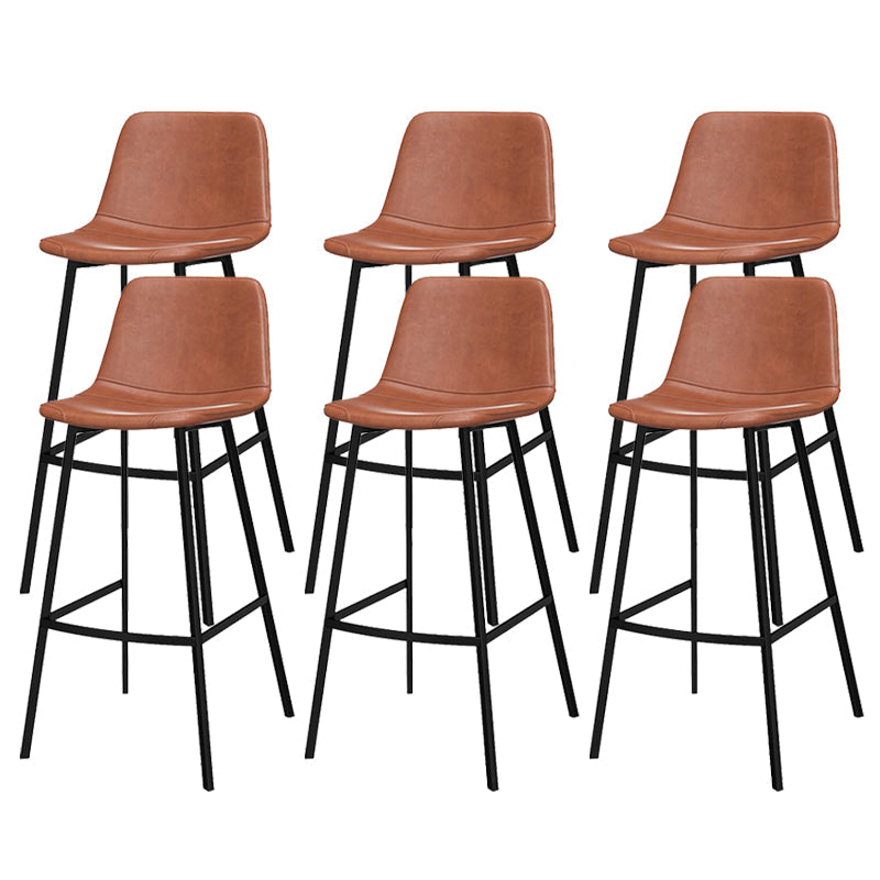 Metal Low Back Dining Stools Contemporary Armless Bar Stools with Footrest Dark Brown 6 Piece Set Clearhalo 'Bar Furniture' 'Bar Stools' 'bar_stools' 'furn' 'furn_bar_stools' 'Furniture' 'Kitchen & Dining Furniture' 6662064