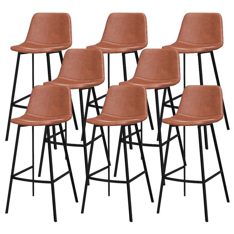 Metal Low Back Dining Stools Contemporary Armless Bar Stools with Footrest Dark Brown 8 Piece Set Clearhalo 'Bar Furniture' 'Bar Stools' 'bar_stools' 'furn' 'furn_bar_stools' 'Furniture' 'Kitchen & Dining Furniture' 6662065