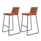 Metal Low Back Dining Stools Contemporary Armless Bar Stools with Footrest Brown-Black 2 Piece Set Clearhalo 'Bar Furniture' 'Bar Stools' 'bar_stools' 'furn' 'furn_bar_stools' 'Furniture' 'Kitchen & Dining Furniture' 6662067