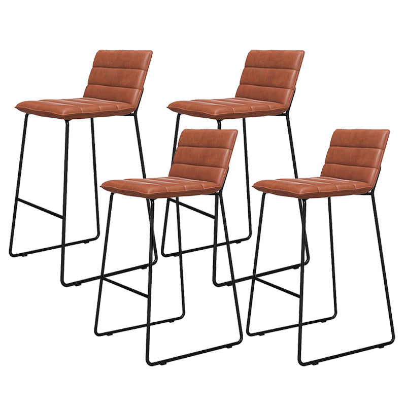 Metal Low Back Dining Stools Contemporary Armless Bar Stools with Footrest Brown-Black 4 Piece Set Clearhalo 'Bar Furniture' 'Bar Stools' 'bar_stools' 'furn' 'furn_bar_stools' 'Furniture' 'Kitchen & Dining Furniture' 6662068