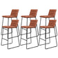 Metal Low Back Dining Stools Contemporary Armless Bar Stools with Footrest Brown-Black 6 Piece Set Clearhalo 'Bar Furniture' 'Bar Stools' 'bar_stools' 'furn' 'furn_bar_stools' 'Furniture' 'Kitchen & Dining Furniture' 6662069