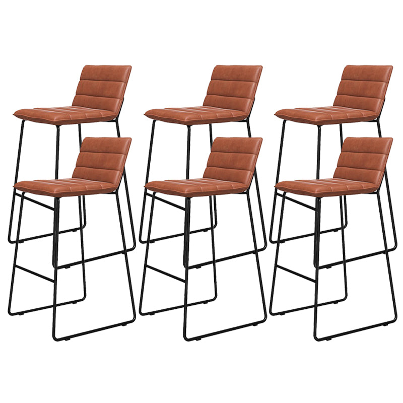 Metal Low Back Dining Stools Contemporary Armless Bar Stools with Footrest Brown-Black 6 Piece Set Clearhalo 'Bar Furniture' 'Bar Stools' 'bar_stools' 'furn' 'furn_bar_stools' 'Furniture' 'Kitchen & Dining Furniture' 6662069