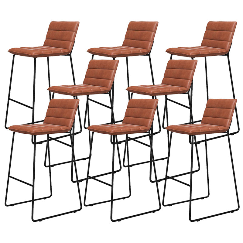 Metal Low Back Dining Stools Contemporary Armless Bar Stools with Footrest Brown-Black 8 Piece Set Clearhalo 'Bar Furniture' 'Bar Stools' 'bar_stools' 'furn' 'furn_bar_stools' 'Furniture' 'Kitchen & Dining Furniture' 6662070