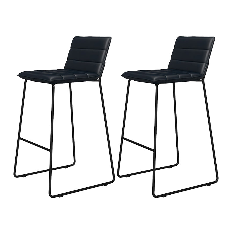 Metal Low Back Dining Stools Contemporary Armless Bar Stools with Footrest Black-Black 2 Piece Set Clearhalo 'Bar Furniture' 'Bar Stools' 'bar_stools' 'furn' 'furn_bar_stools' 'Furniture' 'Kitchen & Dining Furniture' 6662072