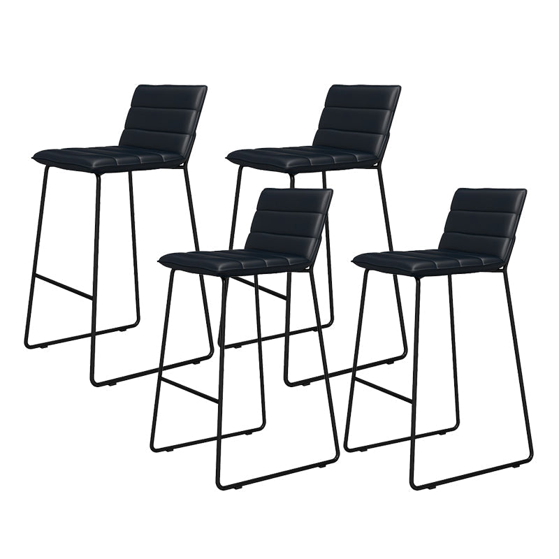Metal Low Back Dining Stools Contemporary Armless Bar Stools with Footrest Black-Black 4 Piece Set Clearhalo 'Bar Furniture' 'Bar Stools' 'bar_stools' 'furn' 'furn_bar_stools' 'Furniture' 'Kitchen & Dining Furniture' 6662073