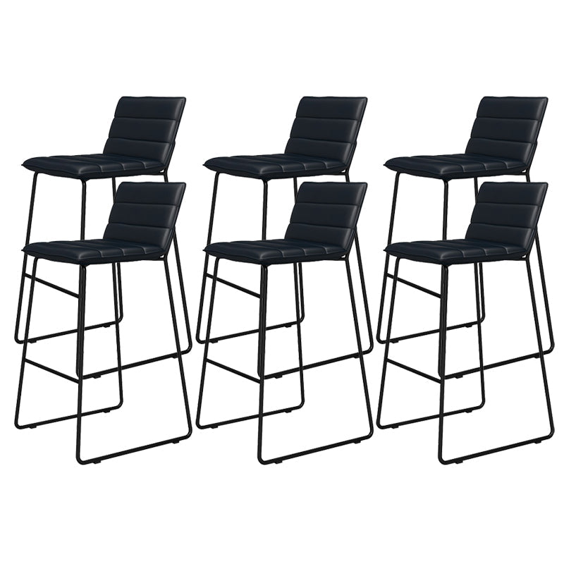 Metal Low Back Dining Stools Contemporary Armless Bar Stools with Footrest Black-Black 6 Piece Set Clearhalo 'Bar Furniture' 'Bar Stools' 'bar_stools' 'furn' 'furn_bar_stools' 'Furniture' 'Kitchen & Dining Furniture' 6662074